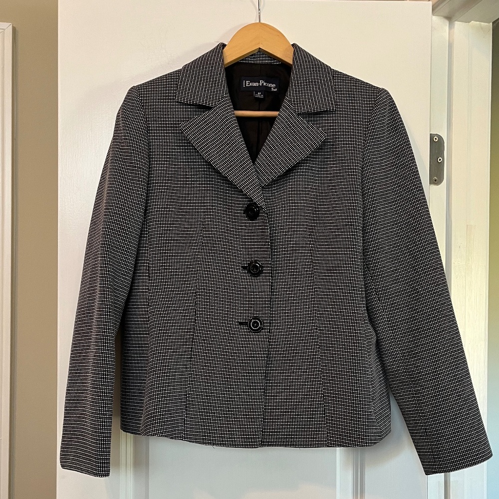 Evan Picone Women’s Black & White Suit Blazer Jacket - Size 8 Petite